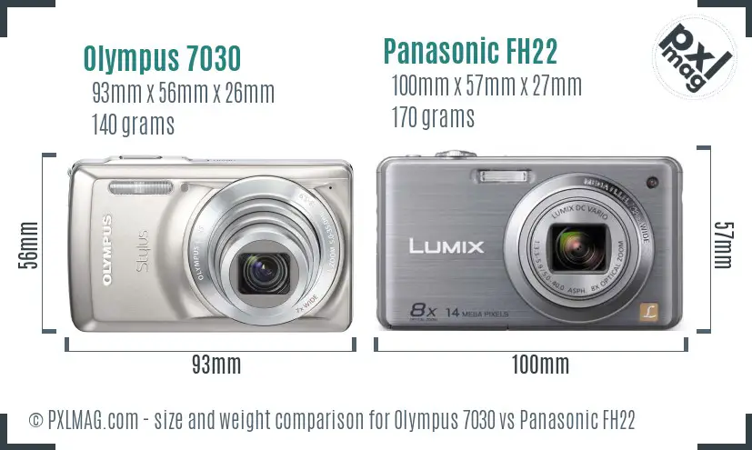 Olympus 7030 vs Panasonic FH22 size comparison