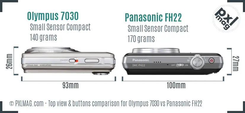 Olympus 7030 vs Panasonic FH22 top view buttons comparison
