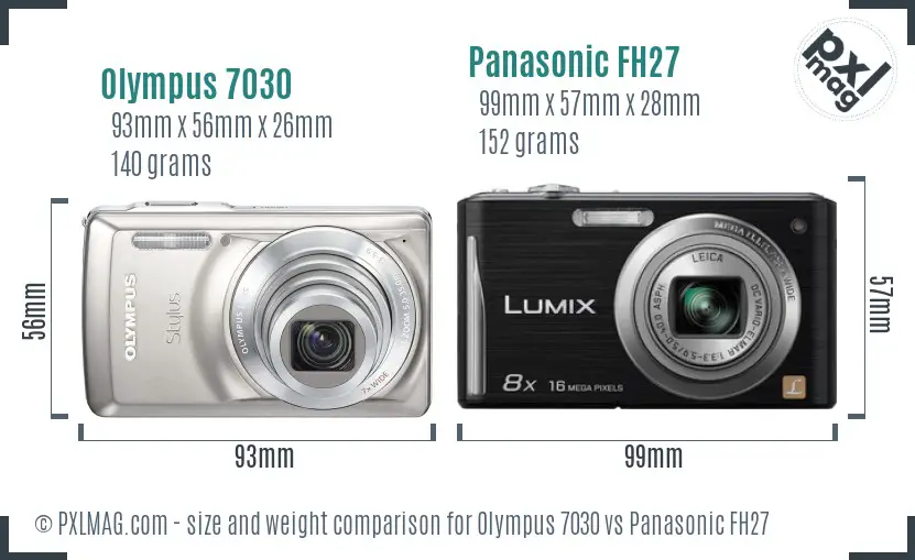 Olympus 7030 vs Panasonic FH27 size comparison