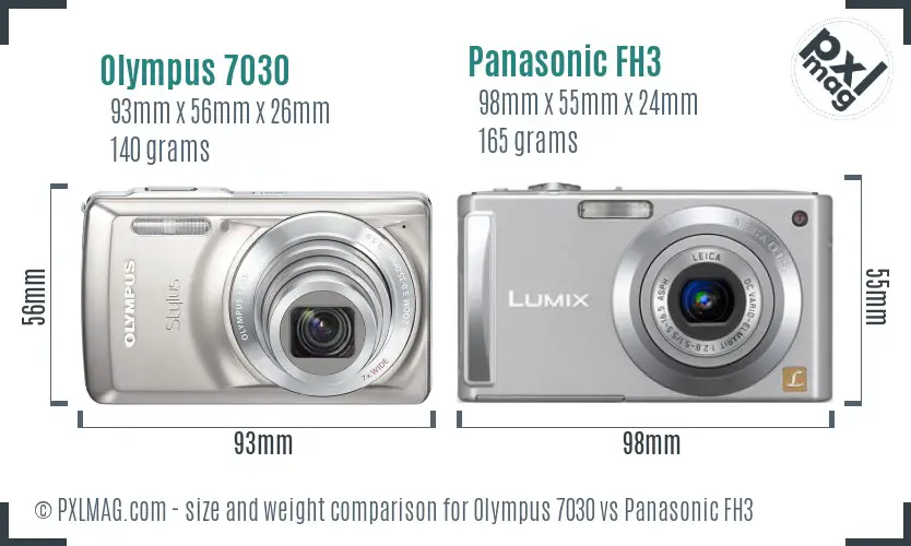 Olympus 7030 vs Panasonic FH3 size comparison