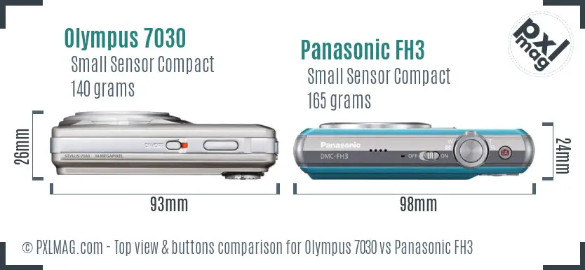 Olympus 7030 vs Panasonic FH3 top view buttons comparison