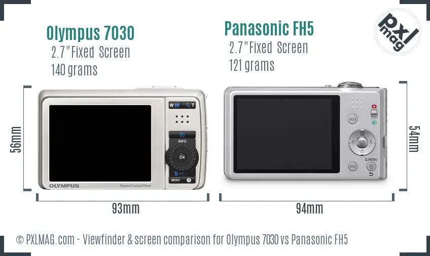 Olympus 7030 vs Panasonic FH5 Screen and Viewfinder comparison