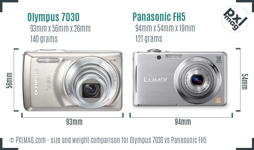 Olympus 7030 vs Panasonic FH5 size comparison