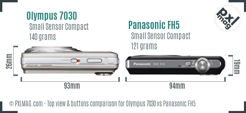 Olympus 7030 vs Panasonic FH5 top view buttons comparison
