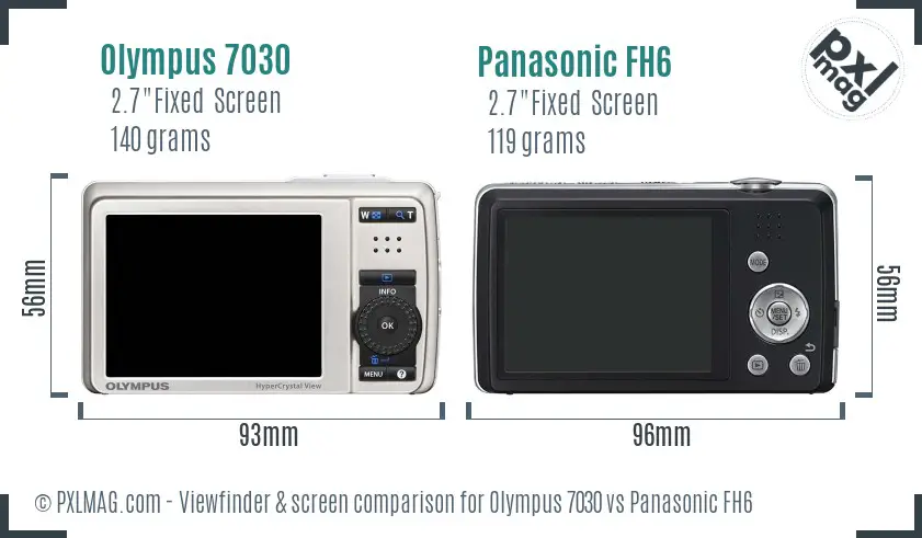 Olympus 7030 vs Panasonic FH6 Screen and Viewfinder comparison