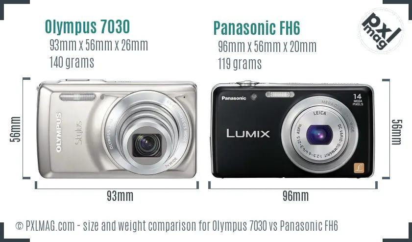 Olympus 7030 vs Panasonic FH6 size comparison