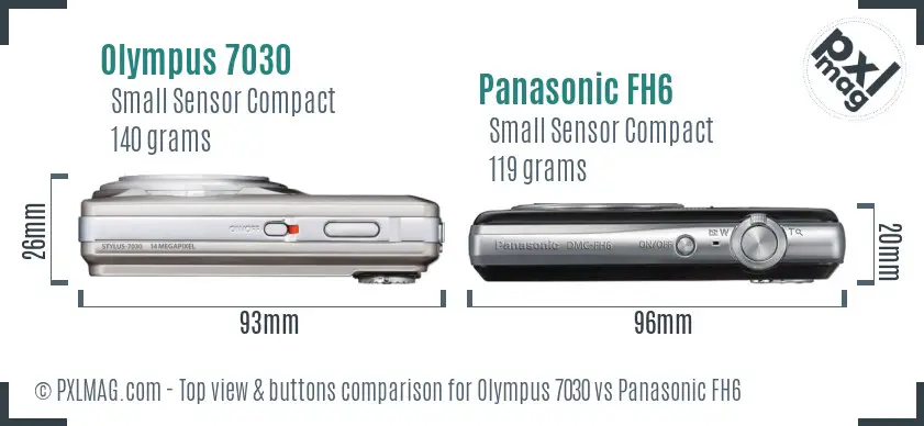 Olympus 7030 vs Panasonic FH6 top view buttons comparison