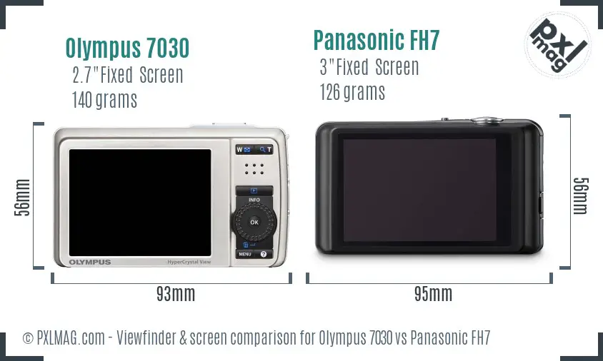 Olympus 7030 vs Panasonic FH7 Screen and Viewfinder comparison