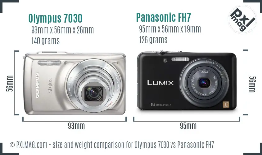 Olympus 7030 vs Panasonic FH7 size comparison