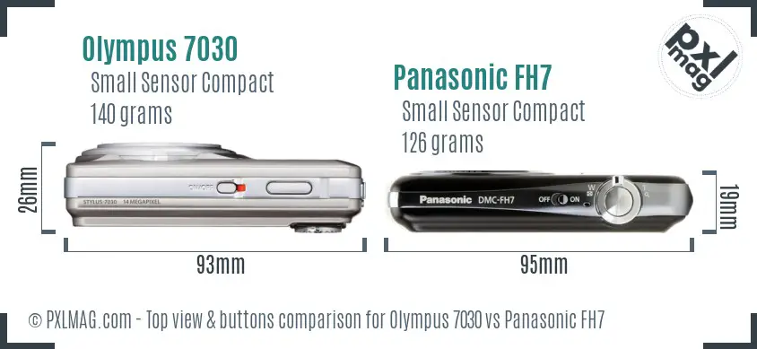 Olympus 7030 vs Panasonic FH7 top view buttons comparison