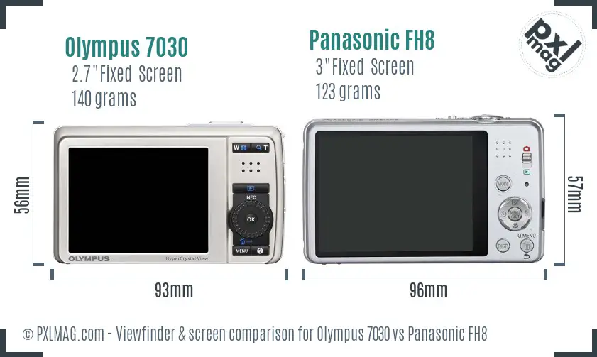 Olympus 7030 vs Panasonic FH8 Screen and Viewfinder comparison