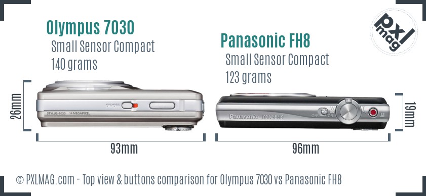 Olympus 7030 vs Panasonic FH8 top view buttons comparison