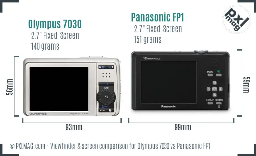 Olympus 7030 vs Panasonic FP1 Screen and Viewfinder comparison
