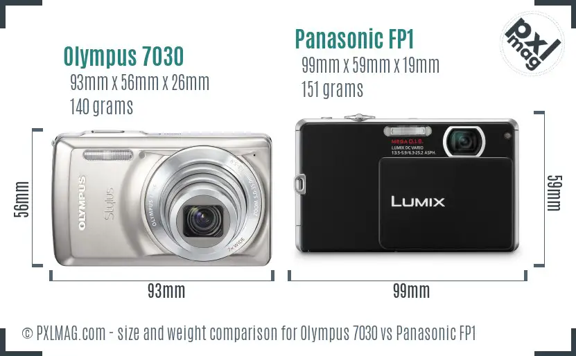 Olympus 7030 vs Panasonic FP1 size comparison