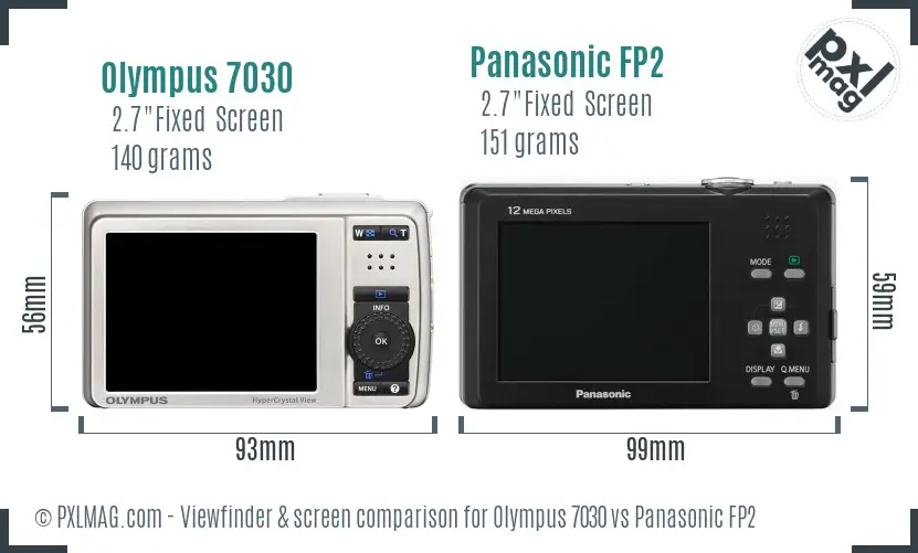 Olympus 7030 vs Panasonic FP2 Screen and Viewfinder comparison