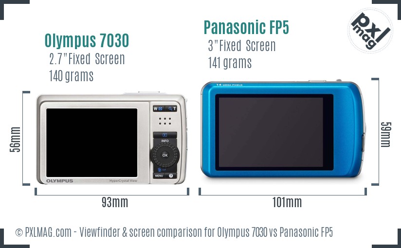 Olympus 7030 vs Panasonic FP5 Screen and Viewfinder comparison