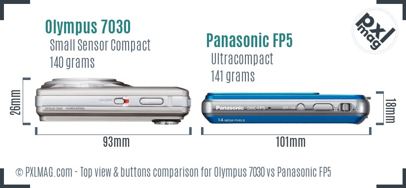 Olympus 7030 vs Panasonic FP5 top view buttons comparison