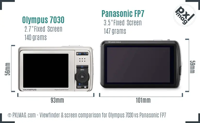 Olympus 7030 vs Panasonic FP7 Screen and Viewfinder comparison