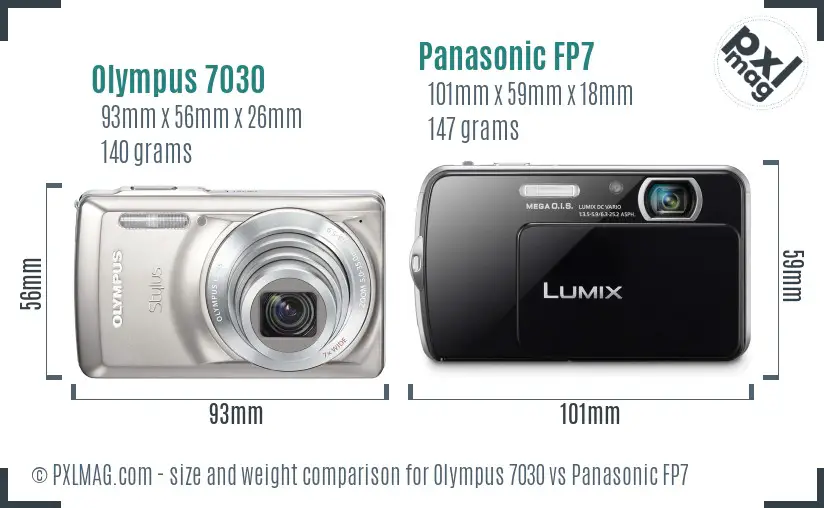 Olympus 7030 vs Panasonic FP7 size comparison