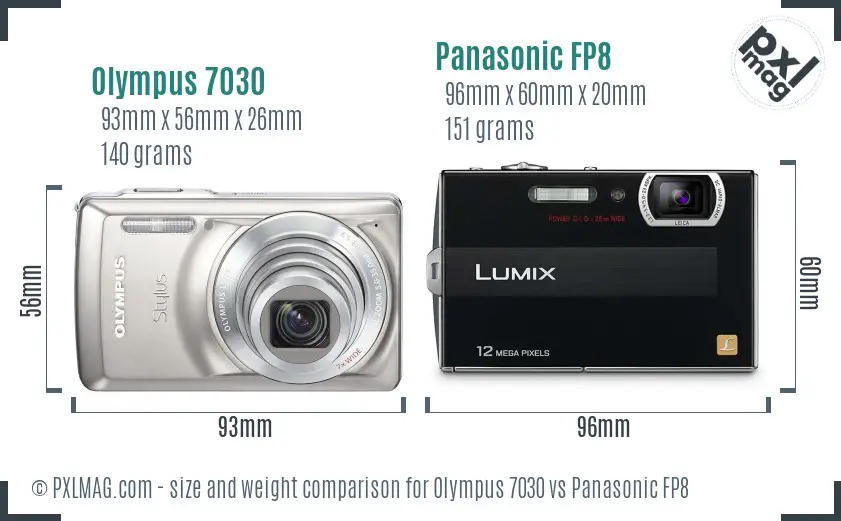 Olympus 7030 vs Panasonic FP8 size comparison
