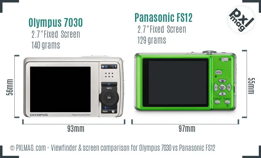 Olympus 7030 vs Panasonic FS12 Screen and Viewfinder comparison