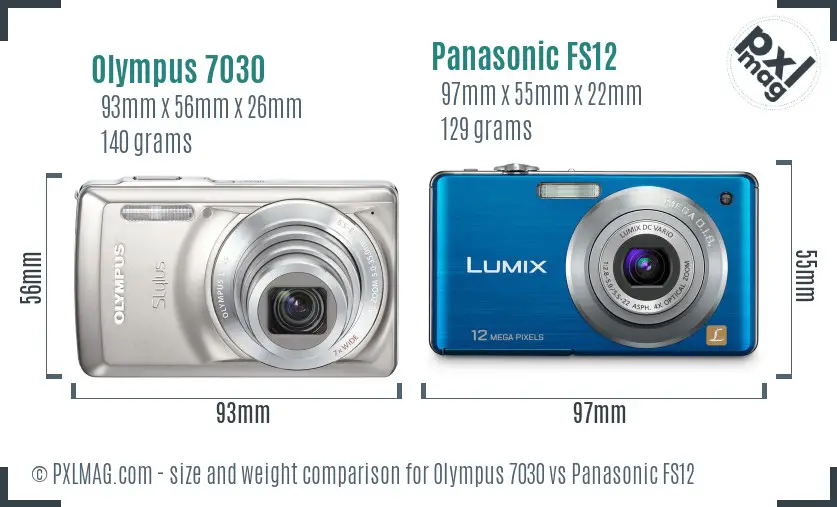 Olympus 7030 vs Panasonic FS12 size comparison