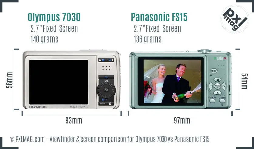 Olympus 7030 vs Panasonic FS15 Screen and Viewfinder comparison