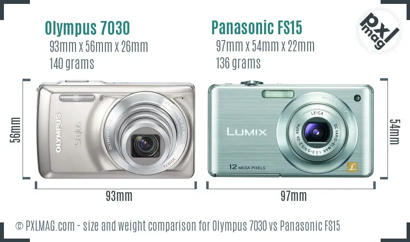 Olympus 7030 vs Panasonic FS15 size comparison