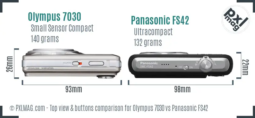 Olympus 7030 vs Panasonic FS42 top view buttons comparison