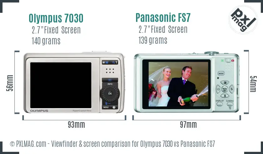 Olympus 7030 vs Panasonic FS7 Screen and Viewfinder comparison