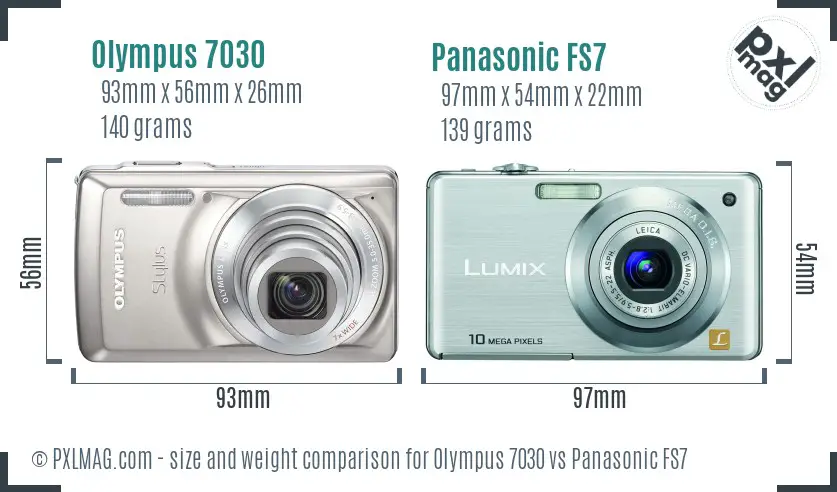 Olympus 7030 vs Panasonic FS7 size comparison