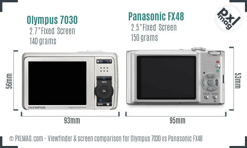 Olympus 7030 vs Panasonic FX48 Screen and Viewfinder comparison
