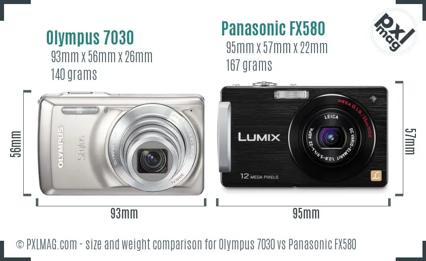 Olympus 7030 vs Panasonic FX580 size comparison