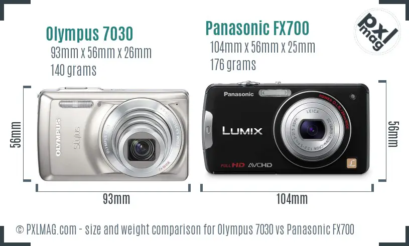 Olympus 7030 vs Panasonic FX700 size comparison