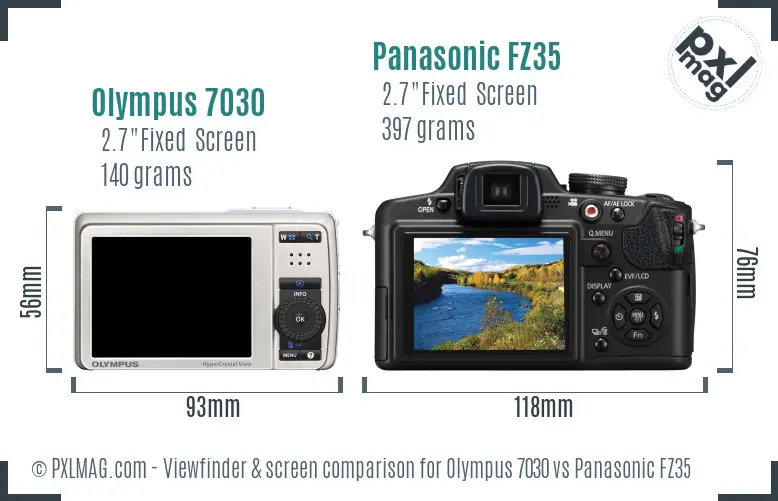 Olympus 7030 vs Panasonic FZ35 Screen and Viewfinder comparison