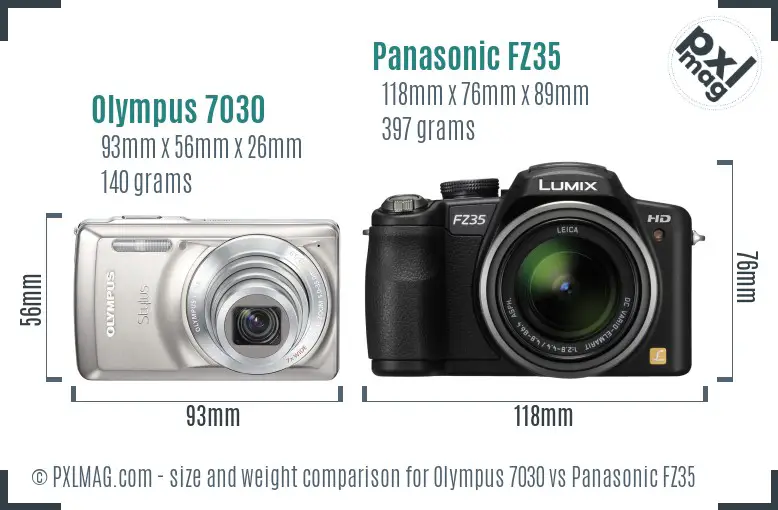Olympus 7030 vs Panasonic FZ35 size comparison