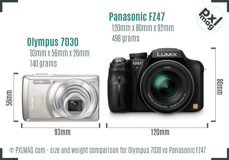 Olympus 7030 vs Panasonic FZ47 size comparison