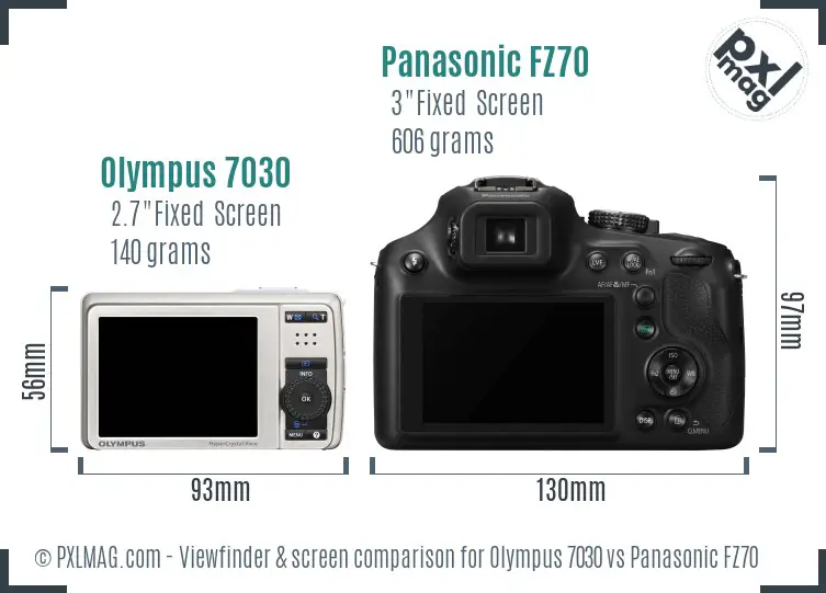 Olympus 7030 vs Panasonic FZ70 Screen and Viewfinder comparison