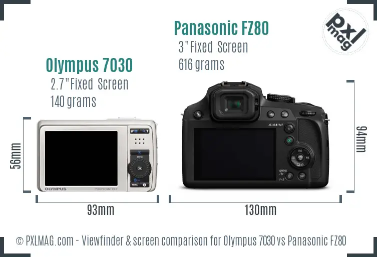 Olympus 7030 vs Panasonic FZ80 Screen and Viewfinder comparison