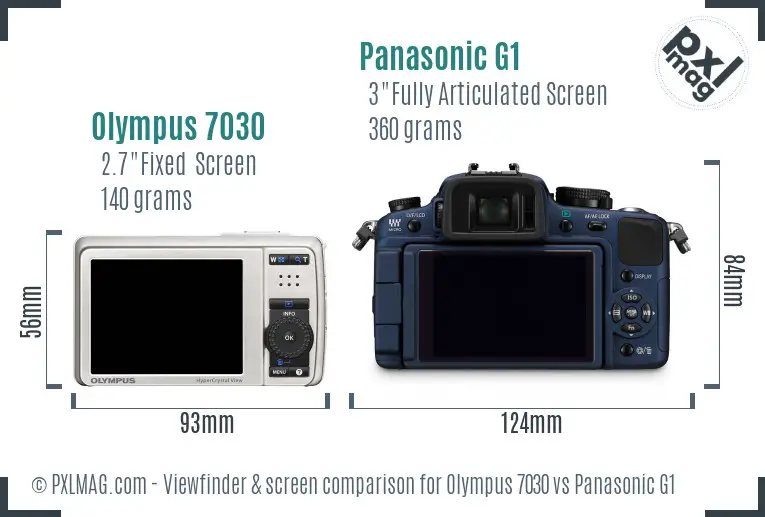 Olympus 7030 vs Panasonic G1 Screen and Viewfinder comparison