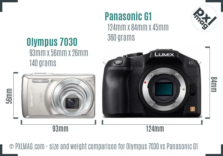Olympus 7030 vs Panasonic G1 size comparison
