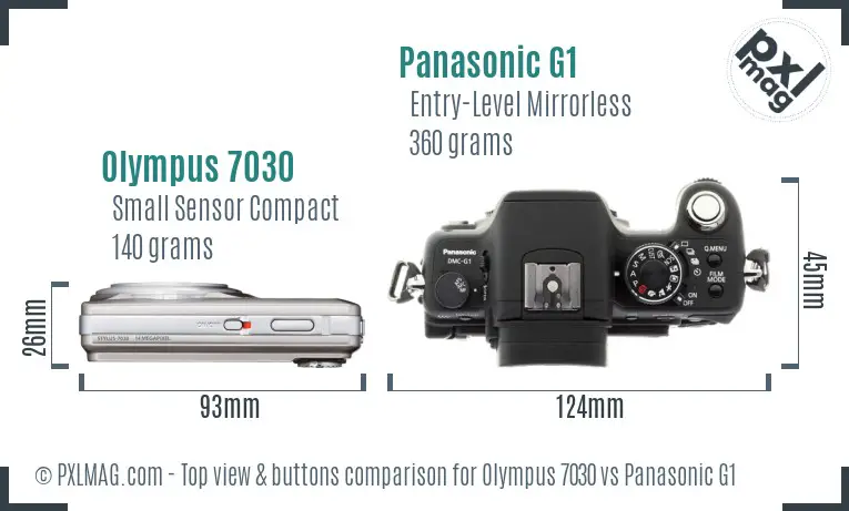 Olympus 7030 vs Panasonic G1 top view buttons comparison