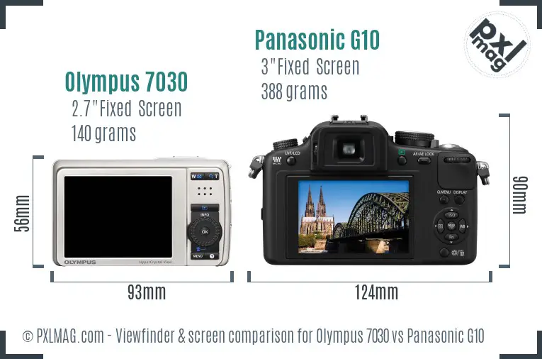 Olympus 7030 vs Panasonic G10 Screen and Viewfinder comparison