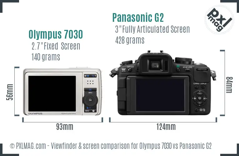 Olympus 7030 vs Panasonic G2 Screen and Viewfinder comparison