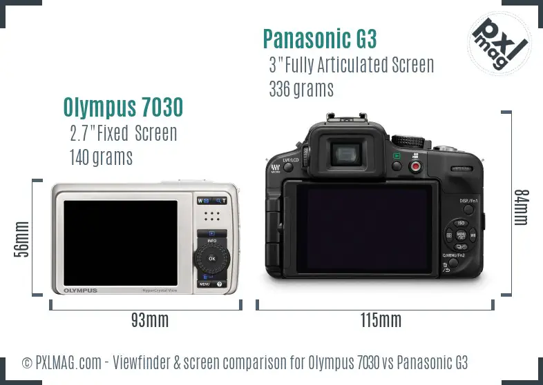 Olympus 7030 vs Panasonic G3 Screen and Viewfinder comparison