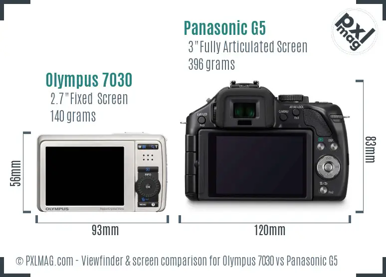 Olympus 7030 vs Panasonic G5 Screen and Viewfinder comparison