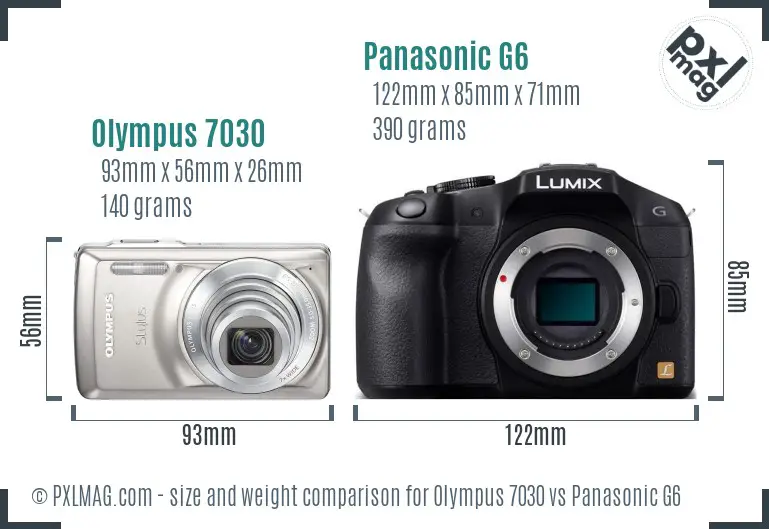 Olympus 7030 vs Panasonic G6 size comparison