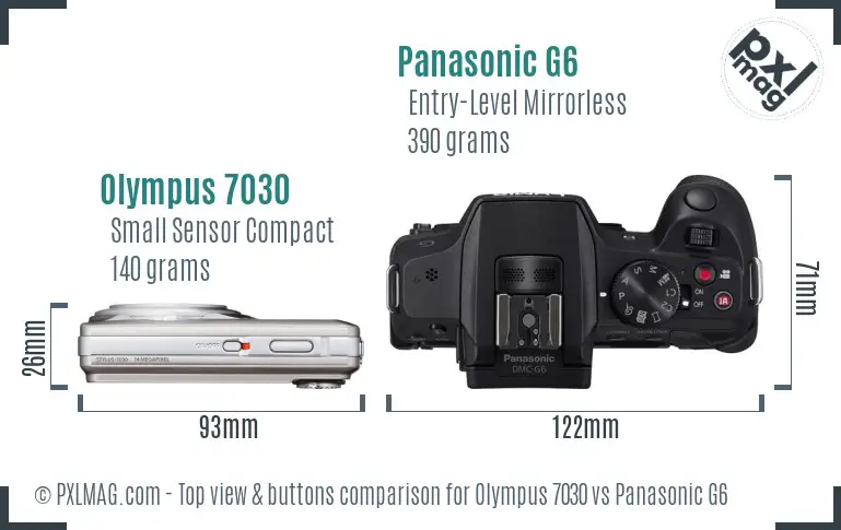 Olympus 7030 vs Panasonic G6 top view buttons comparison