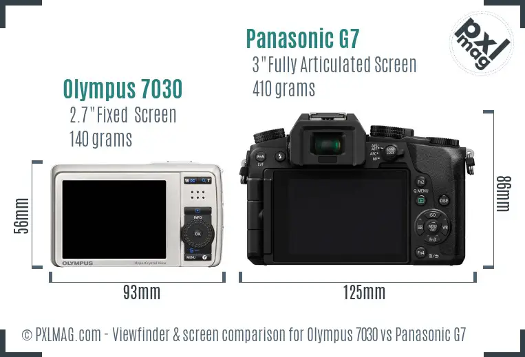 Olympus 7030 vs Panasonic G7 Screen and Viewfinder comparison