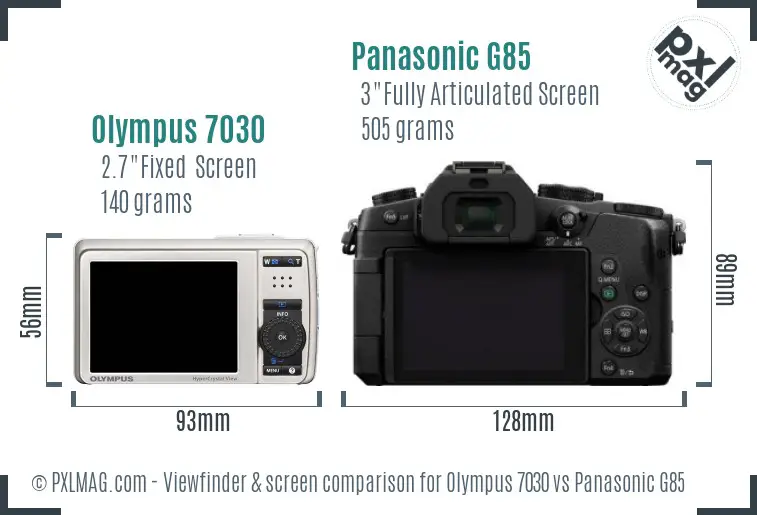Olympus 7030 vs Panasonic G85 Screen and Viewfinder comparison